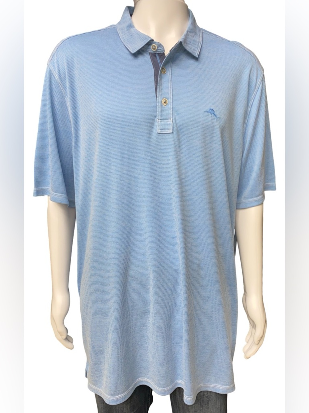 Tommy Bahama Polo Shirt Men’s 2XLT Blue Textured Short Sleeve Island Zone